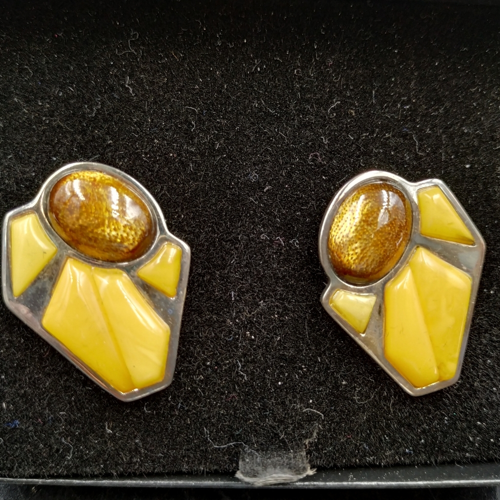 Sterling Amber jay king earrings